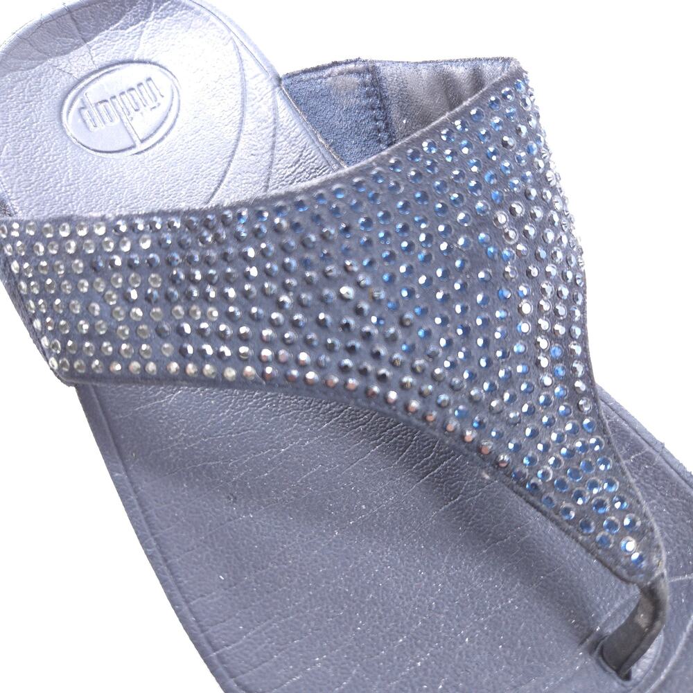 Fit Flop Casual Wedge Thong Sandals Womens Size 8 302-097 Black - Picture 8 of 9